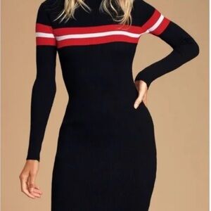 Lulus elegant Black and Red Striped Women's Dress